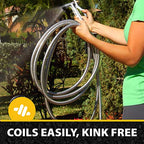 BIONIC STEEL Metal Garden Hose 50 Ft with Nozzle, 304 Stainless Steel Water Hose, 50 Ft Garden Hos