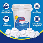 In The Swim Chlorine and Shock Bundle for Sanitizing Swimming Pools – Includes 25 Pound Bucket of 3 Inch Stabilized Chlorine Tablets and 12 x 1 Pound Bags of 68% Cal-Hypo Pool Shock