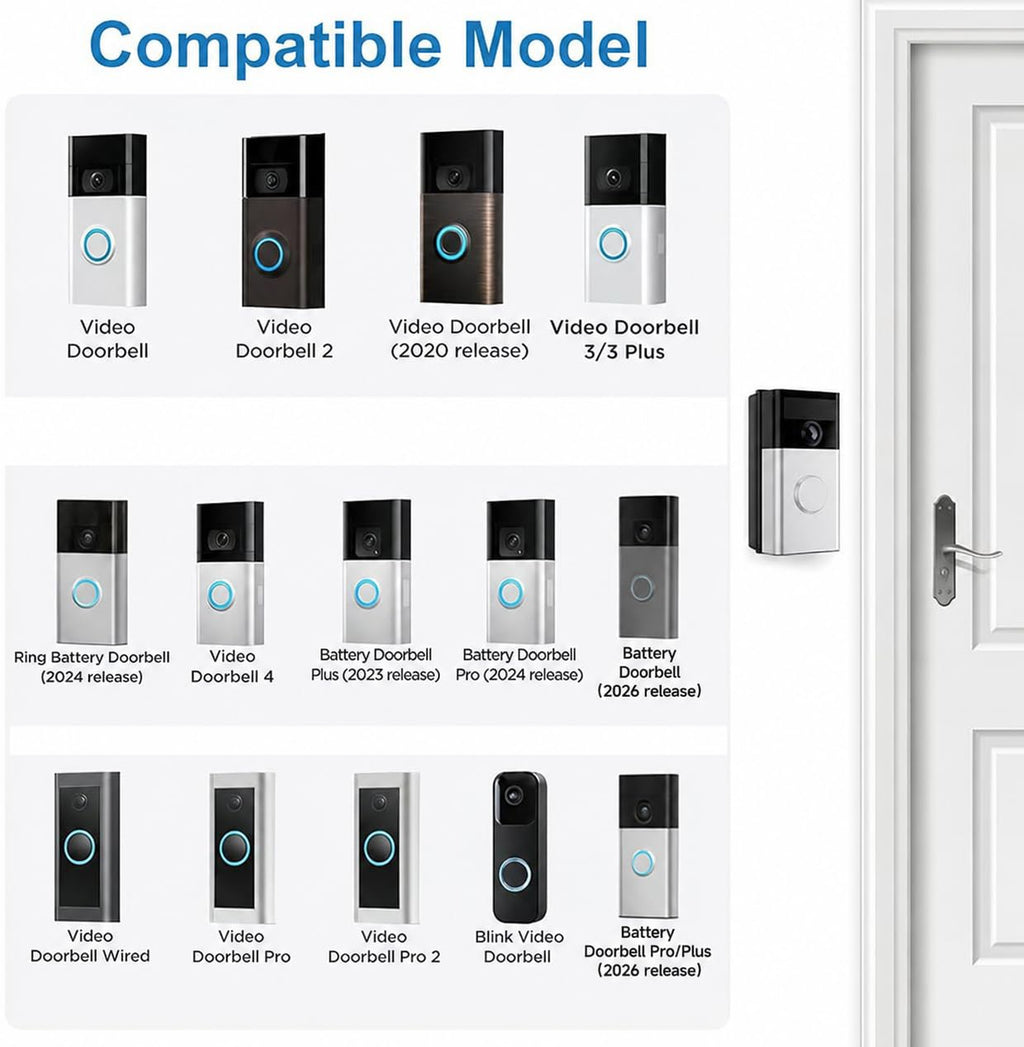 Adjustable 30 to 55 Degree Doorbell Angle Mount Compatible with Ring/Blink Video Doorbell/Battery Doorbell, Replacement Angle Adjustment Adapter Mounting Bracket Wedge Kit