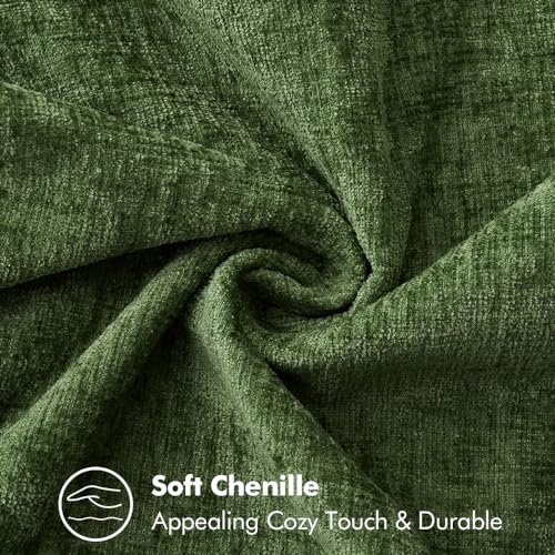 MIULEE Pack of 2 Couch Throw Pillow Covers 20x20 Inch Moss Green Farmhouse Decorative Pillow Covers with Stitched Edge Soft Chenille Solid Dyed Christmas Pillow Covers for Sofa Bed Living Room