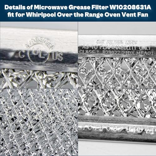 13x6 Range Hood Filter fit for Whirlpool Amana Maytag Kitchenaid Microwave Grease Filter Replacement W10208631A W10208631 prime&swift