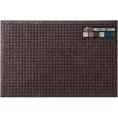 Gorilla Grip Ultra Absorbent Moisture Guard Doormat, Absorbs Up to 6 Cups of Water, Stain and Fade Resistant, Spiked Rubber Backing, All Weather Mats Capture Dirt, Indoor Outdoor, 47x35, Coffee