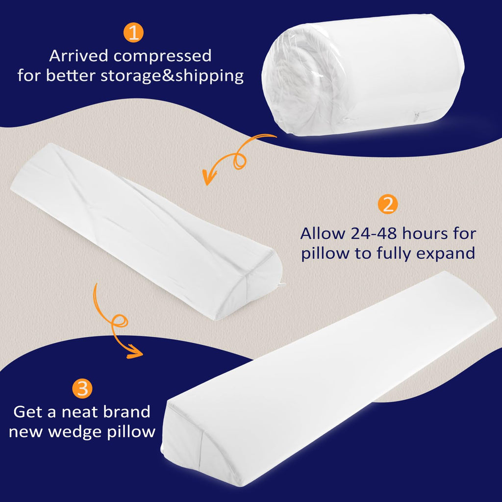 downluxe King Size Bed Wedge Pillow for Headboard - Headboard Pillow King Bed, Mattress Gap Filler to Close The Gap(0-6") Between Mattress and Headboard or Wall, White(76"x10"x6")