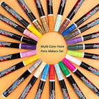 24 Colors Acrylic Paint Markers Set, Premium Acrylic Paint Pens For Rock Painting, Glass, Plastic, Ceramic,Fabric,Wood,Stone,Cardstock,DIY Easter Day,Halloween,Christmas Day,Crafts Making Art Supplies