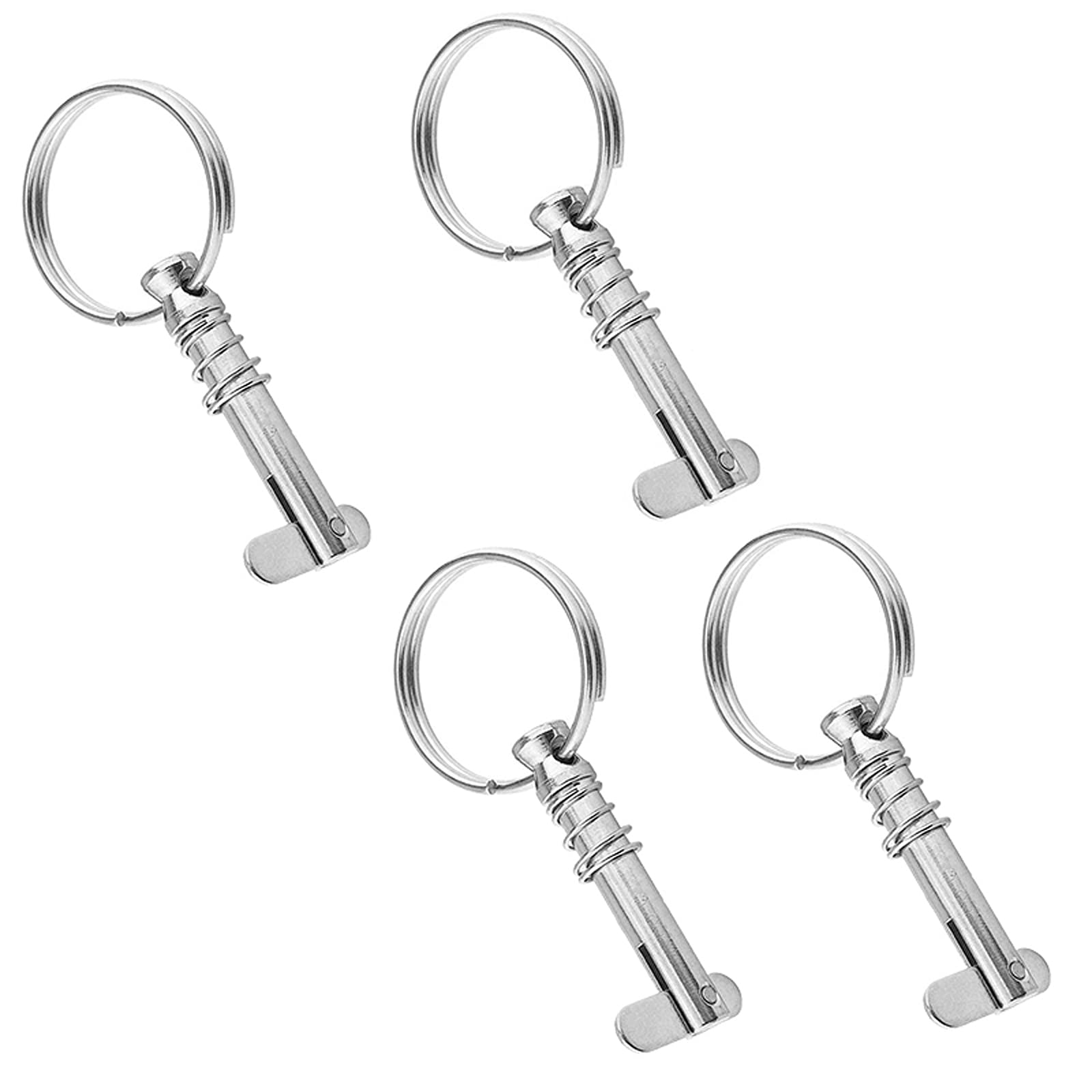 SAUTOP 4Pcs 316 Stainless Steel 1/4 Inch Quick Release Pin with Ring and Spring for Boat Bimini Top Deck Hinge Marine Hardware