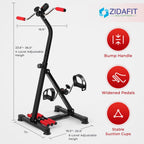 ZIDAFIT Adjustable Pedal Exerciser Bike for Seniors - Hand Arm Leg and Knee Therapy, Stroke Recovery - Compact, Portable Fitness Equipment for Full Body Workout - Great Gift for Elderly Rehab