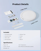 Combuh Rechargeable Motion Sensor Ceiling Light with Remote Wireless, 85 Days Battery Powered Shower Lamp Magnetic Dimming Timing Stick on Cordless Lighting for Closet Pantry without Electricity 2Pack