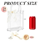 Ohuimrt 24 PCS Clear Plastic Gift Bags with Handles, Reusable Party Favor Bags with Ribbon Transparent Gift Wrap Bags Bulk for Weddings Birthdays, 5.9 x 7.9 x 2.8 Inches