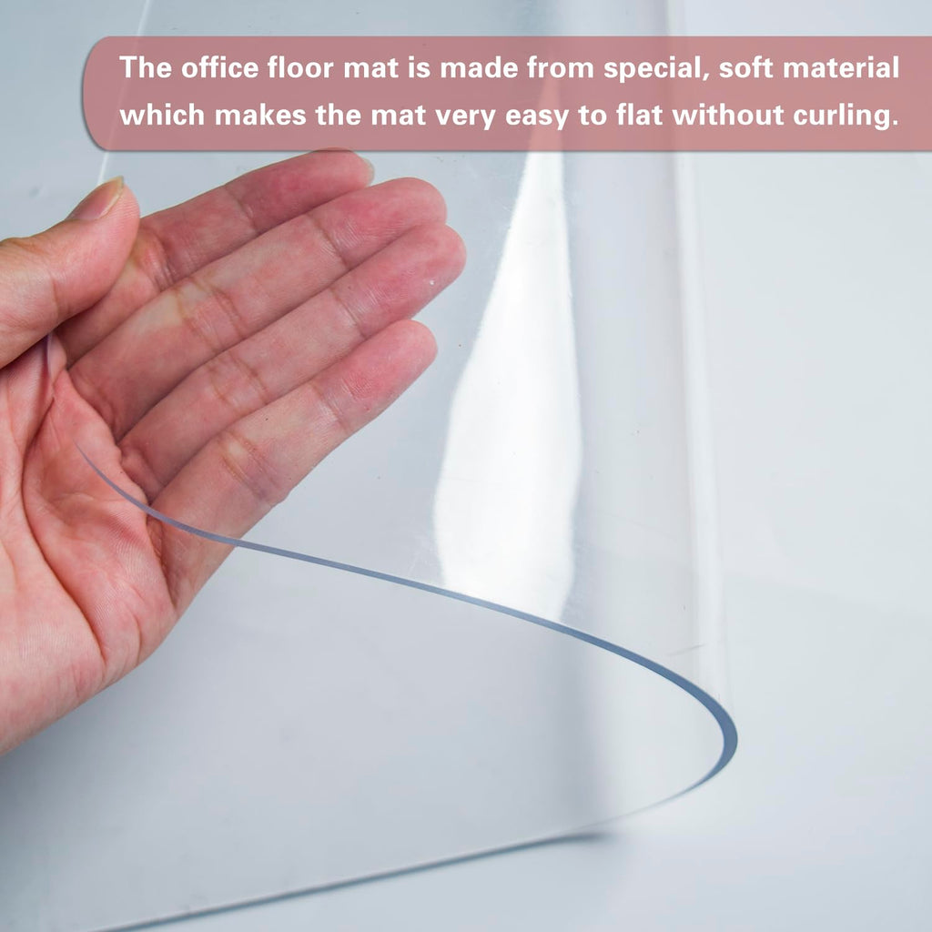 HOMEK Crystal Clear Chair Mat for Hardwood Floor, 48” x 36” Office Chair Mat for Hard Floors, 1/8” Thick Office Mat for Rolling Chairs