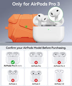 AirPods Pro 3rd Case (2025 New),Secure Lock & Phone Stand Design Compatible with Airpods Pro 3 Generation Cover with Cleaner Kit-Orange