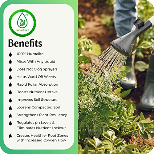 Humic Acid Organic Lawn Fertilizer - Fulvic Humic Mineral Blend for Trees, Shrubs, Ornamentals, Vegetables & Crops - Enhancer & Garden Soil Conditioner by FoliarTech, 4L