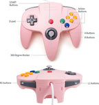 2 Pack Classic N64 Controller, kiwitatá Retro N64 Remote Gaming Joystick Wired Gamepad Controller for N64 System Video Games Console Pink