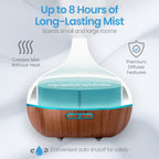 Ultimate Aromatherapy Diffuser | Modern Ultrasonic Diffuser with 4 Timer & 7 Ambient Light Settings Light Wood