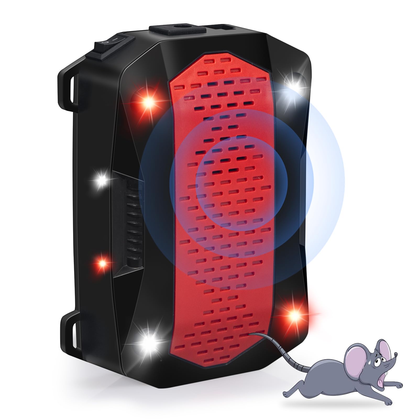 2024 Upgraded Under Hood Rodent Repeller with Red & White Strobe Light,3 Power Supply Methods,Professional Ultrasonic Mouse Repellent Rat Squirrel Deterrent for 12V Cars Trucks RV Engine Mouse Blocker