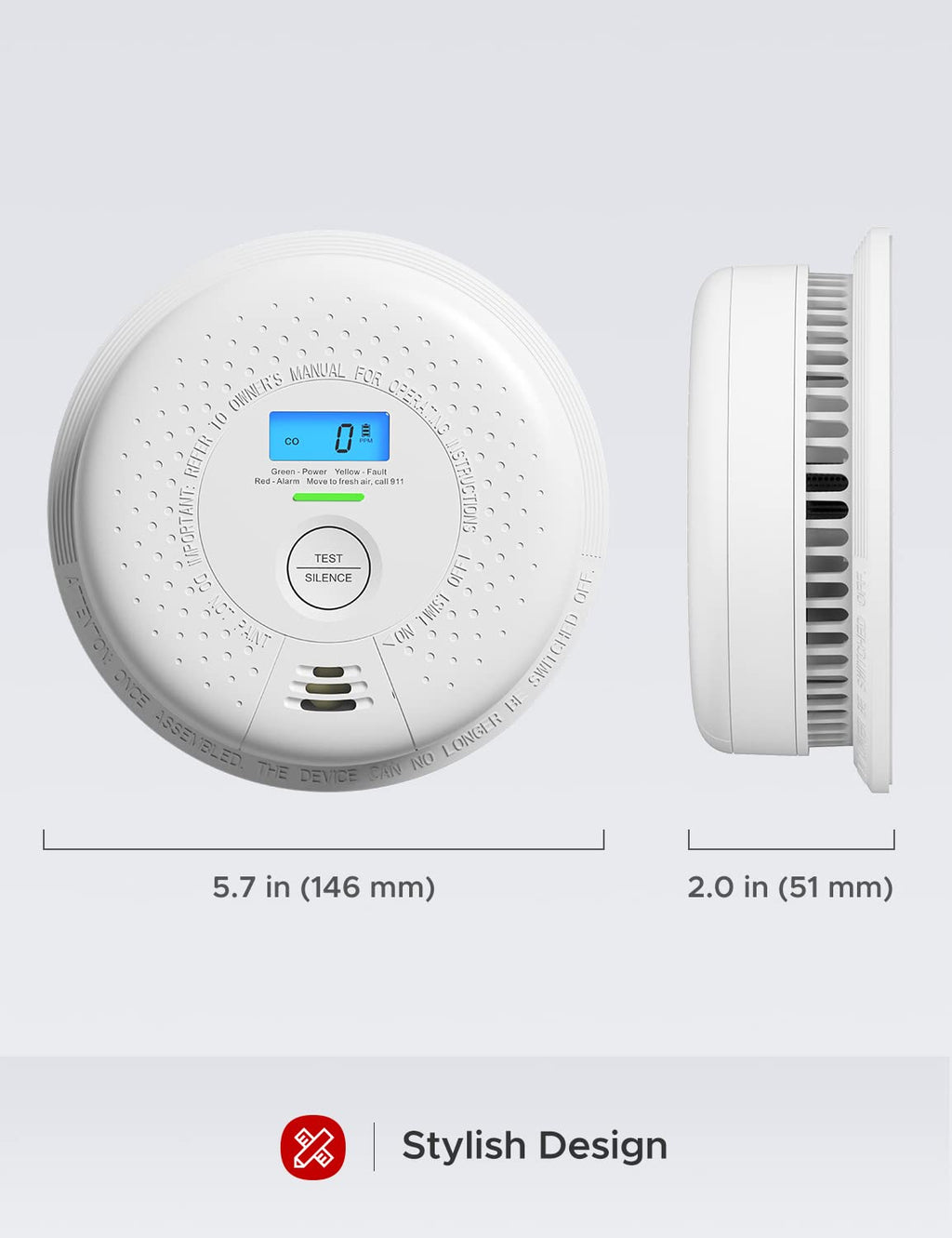 X-Sense Smoke Detector Carbon Monoxide Detector Combo, 10-Year Battery Smoke Detector with Display, Auto-Check, 3-Pack