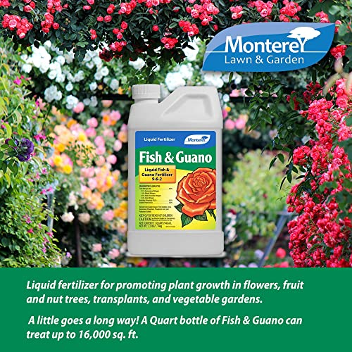 Monterey Fish & Guano Liquid Plant Fertilizer for Transplants and Flowers, Quart Concentrate - Apply Using a Sprayer Following Mix Instructions