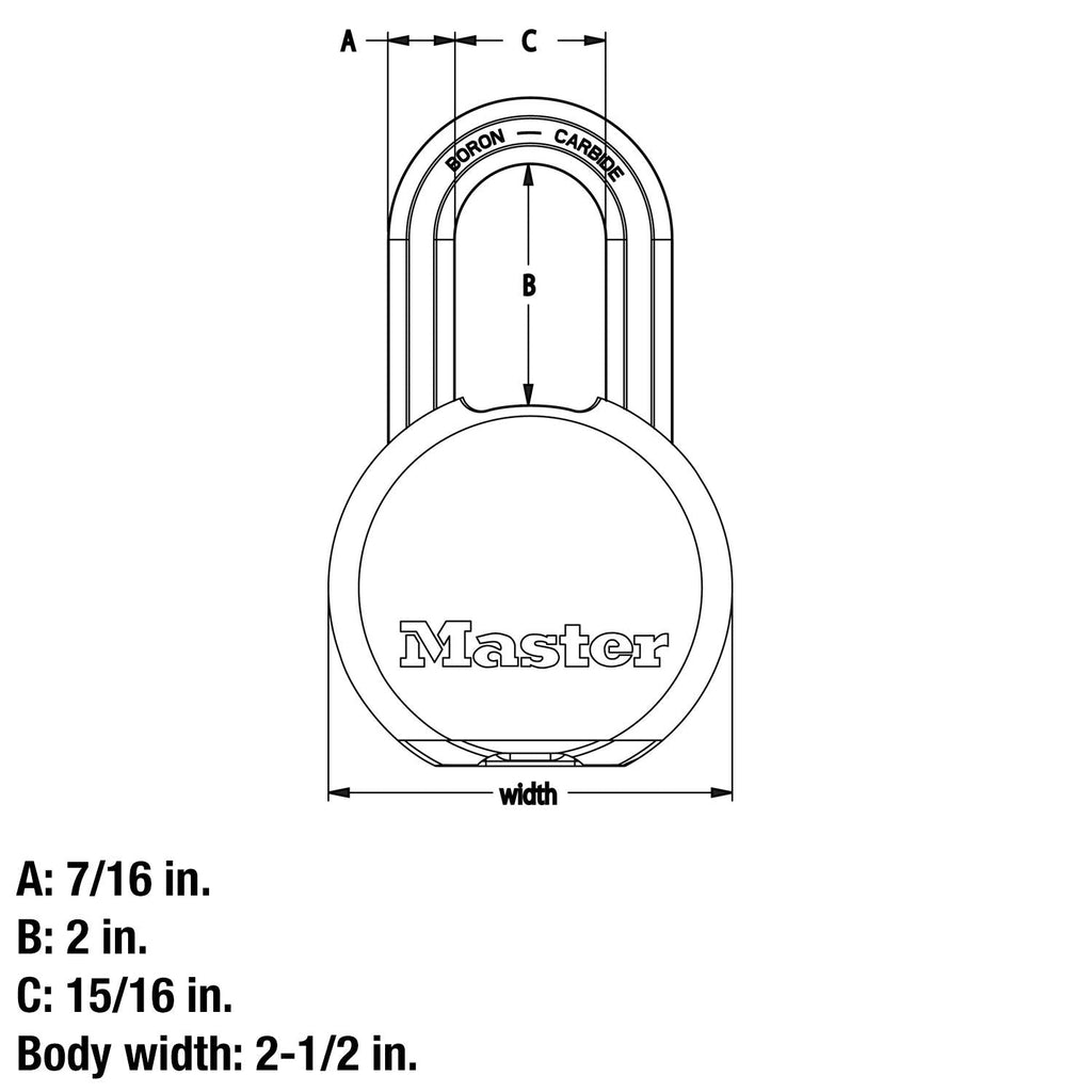 Master Lock Magnum Heavy Duty Solid Steel Silver Padlock with Key, Cut Resistant Gate Locks for Outdoor Fence or Shed, 14/32 x 2 x 15/16 Inches, M930XKADLH