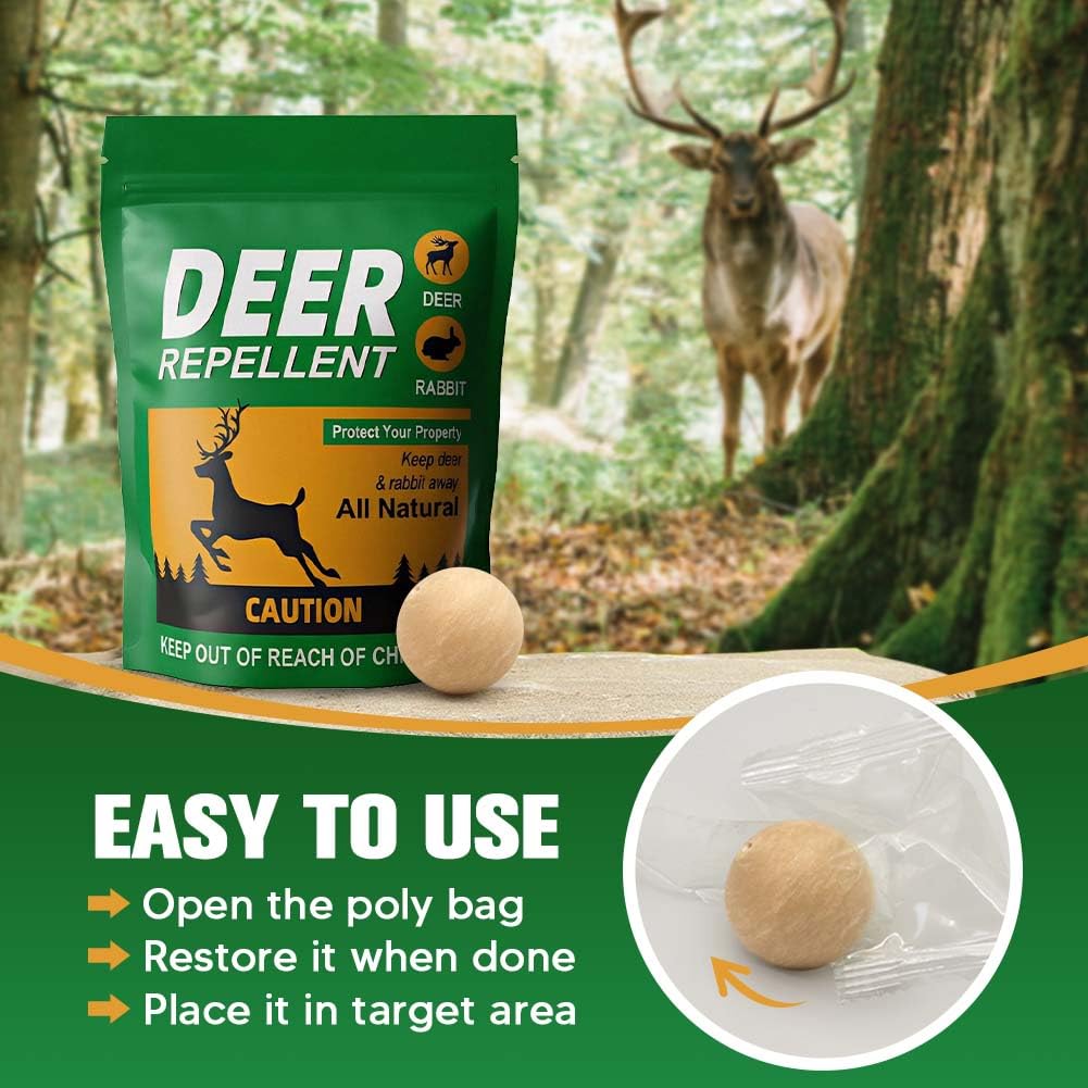 PRBSOQ Deer Repellent for Plants, Rabbit Repellent Outdoor, Deer Away Repellent for Garden, Trees and Lawn, Rabbit Repellent for Plants, Safe for People, Pets and Plants, Lasts Up to 60 Days, 8 Packs