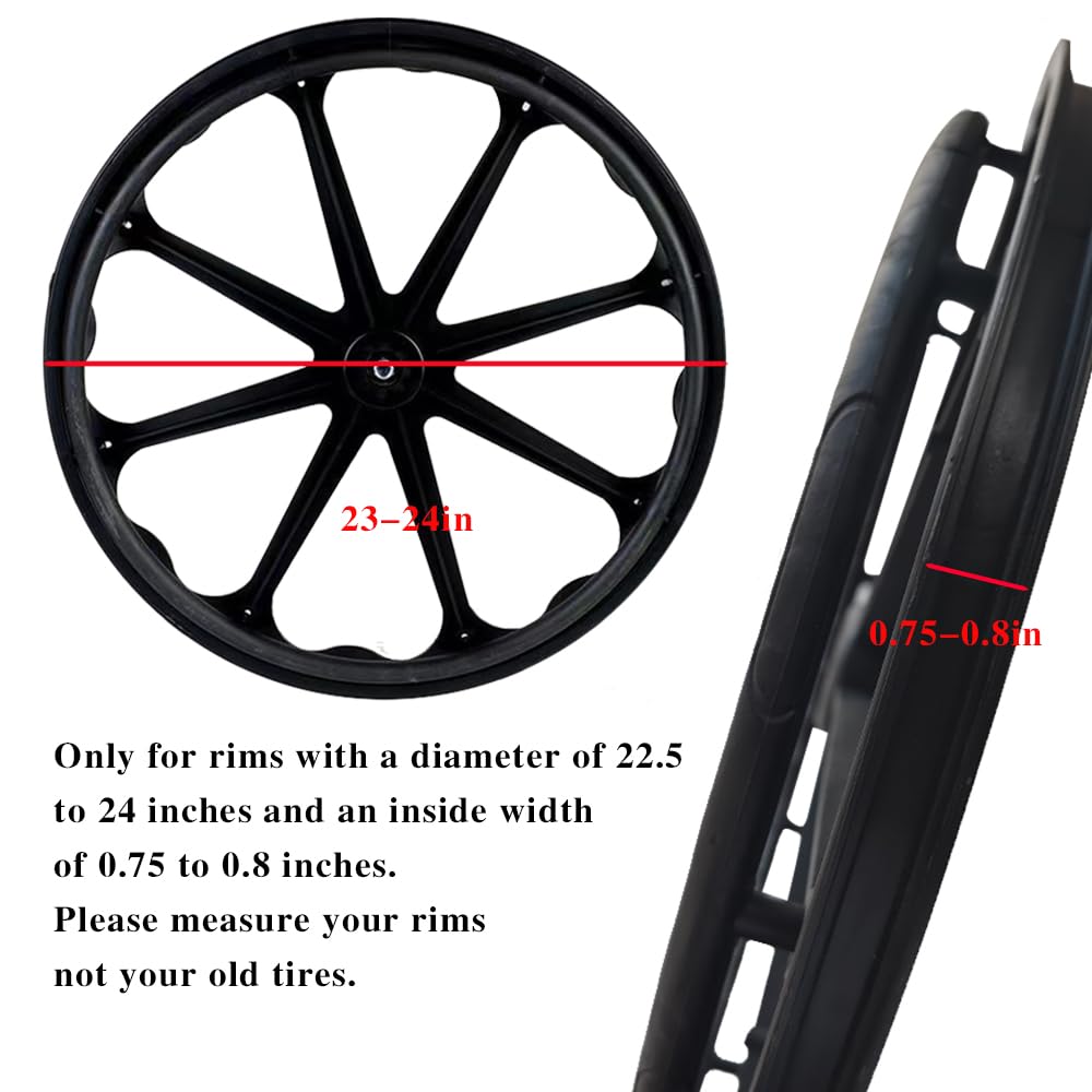 Wheelchair Rear Wheel Replacement Tire, Wheelchair Tire, 24 "X 1" Universal Flat-Free Polyurethane Tire, Suitable For Manual Wheelchair Tire Replacement (1 Pair)
