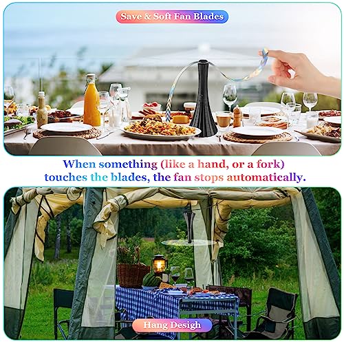 Fly Fans for Outdoor Tables Rechargeable, 1800mah Large Capacity Belfans Fly Repellent Fans, Chemical-Free Fly Fan with Soft Blades, Food Fans to Keep Flies Away, USB Fly Repellent Outdoor, 4PCS