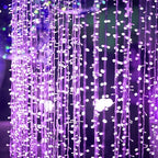 Twinkle Star 600 LED Window Fairy Curtain String Lights, 8 Modes Fairy Lights for Halloween Christmas Bedroom Wedding Party Home Garden Outdoor Indoor Wall Decorations, Purple