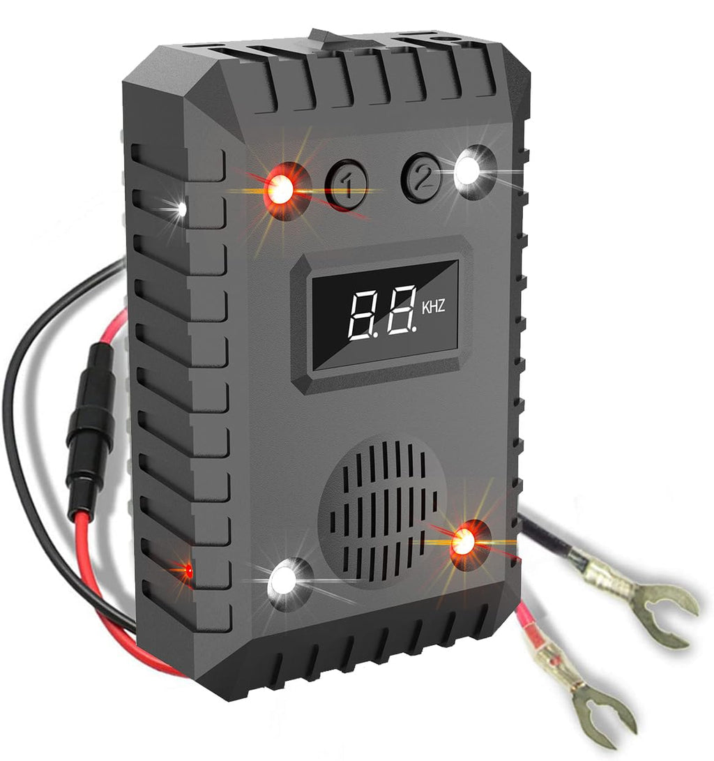 Ultrasonic Rodent Repellent for Cars, Repellent Under Hood, Battery Operated, Mouse Squirrel Rat Deterrent with Strobe Light, Keep Rodents Out of Car, Truck, RV