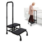 YHK Step Stool with Handle for Elderly, Heavy Duty 2 Step Stool with Handrail, Bedside Steps for High Beds for Adults, Seniors, and People with Mobility Impairments, Maximum Weight Capacity 440 lbs