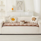 Awjcsv Fuzzy Pet Couch Covers for Sofa, Non Slip Sofa Cover for 3 Cushion Couch Sofa Pet Friendly, Pet Sofa Covers for Furniture (Dark Brown, 27.6" x 59.1")