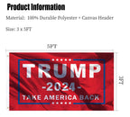 Donald Trump 2024 Flag 3x5 Take America Back Red Double Sided 200D Polyester with Durable Canvas Header and 2 Brass Grommets for Indoor Outdoor