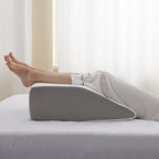 Bedluxe Leg Pillow, 8inch Leg Elevating Pillow for After Surgery, Blood Circulation, Leg Wedge Pillow for Side Sleeping, Leg Rest for Swelling, Cooling Gel Memory Foam Top, White/Grey