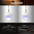 vertmuro Bug Zapper Light Bulb, 2-in-1 Indoor Electric Mosquito Killer Lamp with UV LED Light, Fly Insects Trap for Home Entryway Balcony Patio(3 Pack)