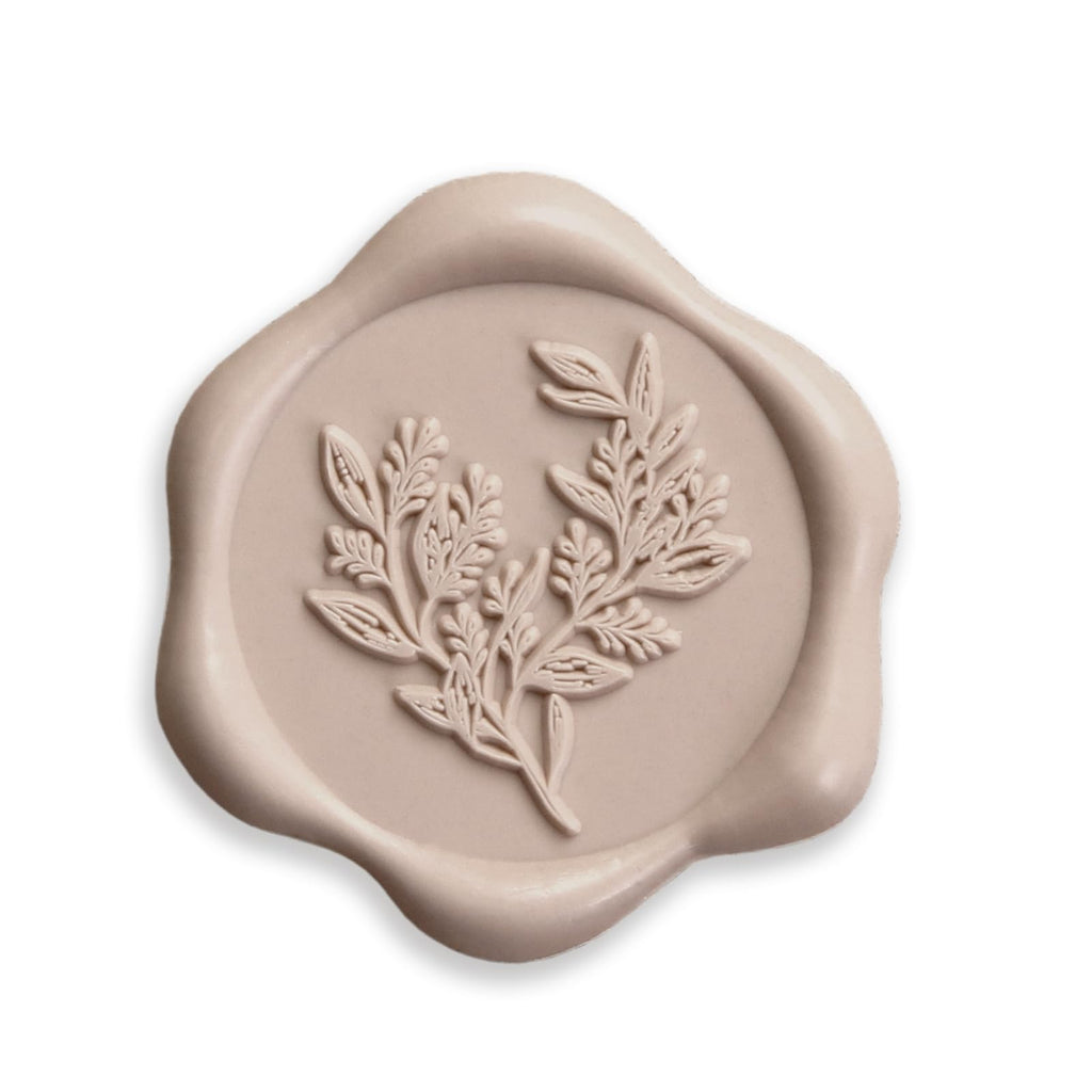 UNIQOOO Wax Seal Stickers - Eucalyptus Wedding Invitation Envelope Seal Stickers, 50 Pcs Self- Adhesive Taupe Stickers, Perfect for Invitation, Christmas, Gift Wrapping
