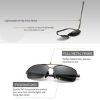 Ultra Lightweight Rectangular Polarized Sunglasses Men UV400 Protection (Gunmetal Frame Gray Lens, 62) Metal Frame SGT458 QKH-CA