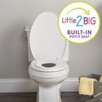 Little2Big Toilet Seat with Built-In Toddler Potty Training Seat, Slow Close, Easy to Install, Made in USA, ELONGATED, White