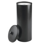 iDesign Freestanding Bathroom Toilet Paper Storage Holder with Lid for 3 Extra Rolls, Matte Black