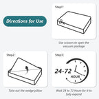 Longering 3 PCS Upgraded Bed Wedge Pillow for Sleeping - 35D Post Surgery Pillow for Back Leg Pain Relief - 22" Wide Adjustable Triangle Wedge Pillow Set for Acid Reflux & GERD & Snoring(white grey)