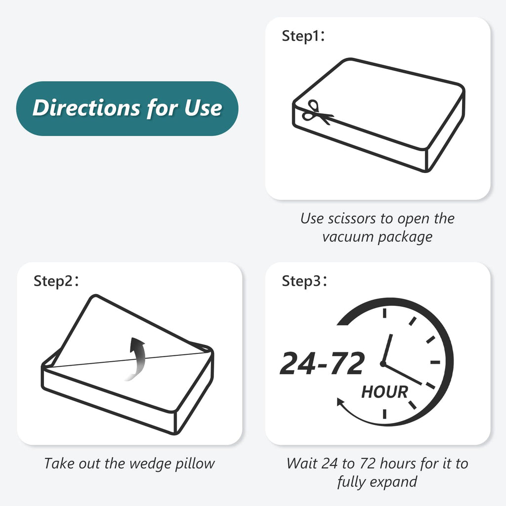 Longering Bed Wedge Pillow for Sleeping 3 PCS - 35D Foam Wedge Pillow Post Surgery for Back Leg Pain Relief - 22.5" Wide Triangle Pillow Wedge for Acid Reflux & Snoring & GERD (White Grey)