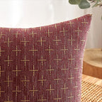 MIULEE Pack of 2 Christmas Decorative Burlap Linen Throw Pillow Covers Modern Farmhouse Pillowcase Rustic Woven Textured Cushion Cover for Sofa Couch Bed 18x18 Inch Wine Red