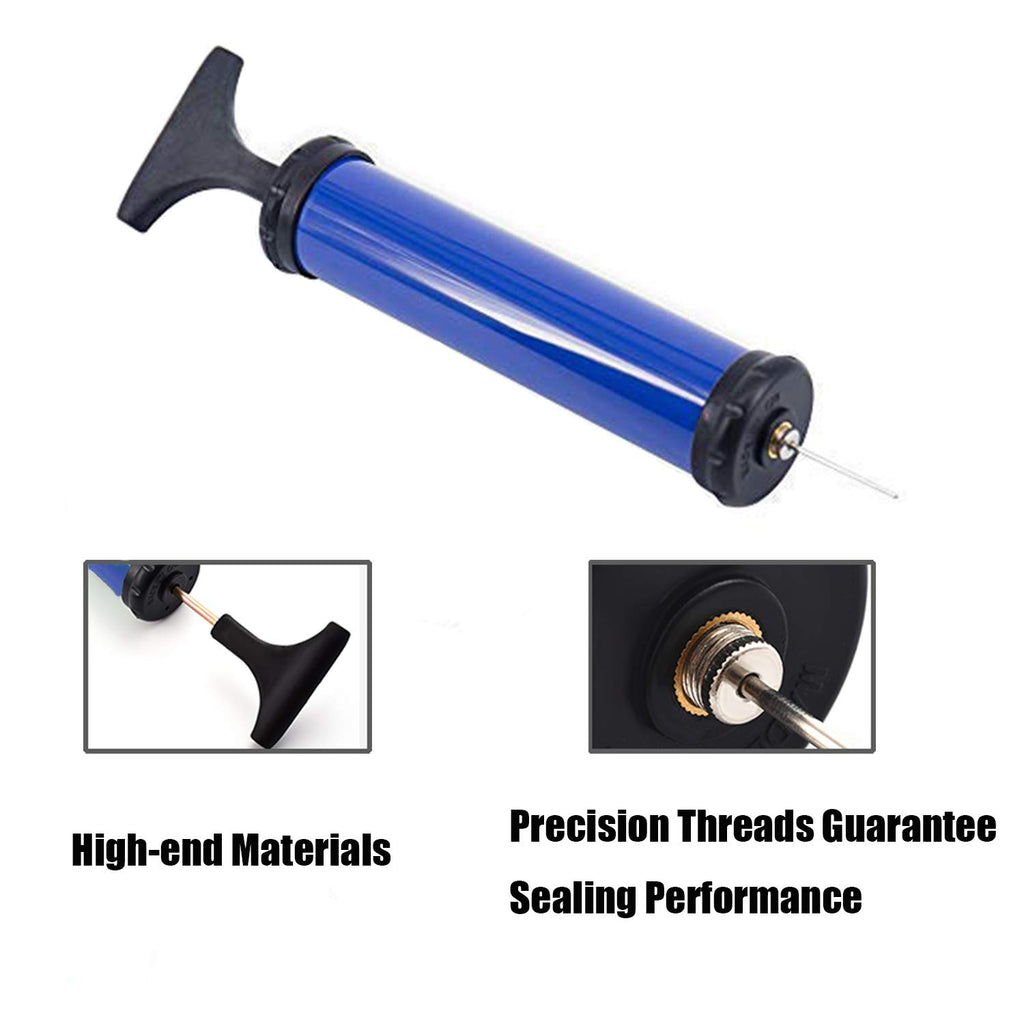 Portable Ball Pump, Air Pump, Hand Pump Inflator Kit with 4 Needles 2 Nozzle 1 Extension Hose for Basketball Football Volleyball Soccer - Blue