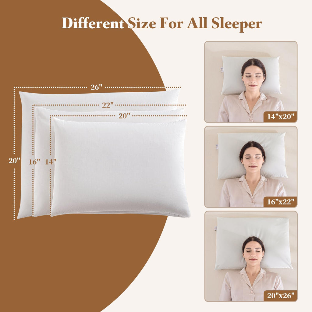 APOBUY Buckwheat Pillow - Adjustable Buckwheat Pillow for Sleeping with Organic Cotton Cover for Adult Neck Pain Relief, Premium Neck & Cervical Pillow for Side Back Stomach Sleeper 20"x26"