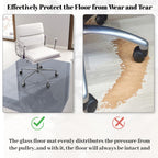 Tempered Glass Floor Mat for Office Chair, 36" x 46" Heavy Duty Hard Office Chair Mat, for Carpeted or Hard Floor, with 4 Anti-Slip Pads, Grey