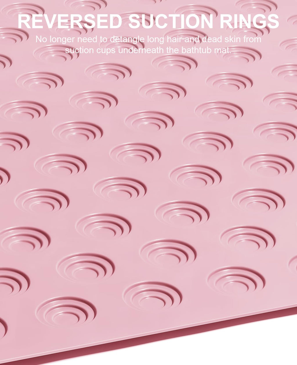 OTHWAY No Suction Cup Bath Mat: 39x16 inch Extra Long Bathmat│Perfect for Refinished or Ordinary Bath Tubs│Made of Nature Rubber│a Blessing for The Elderly and Children (Pink)