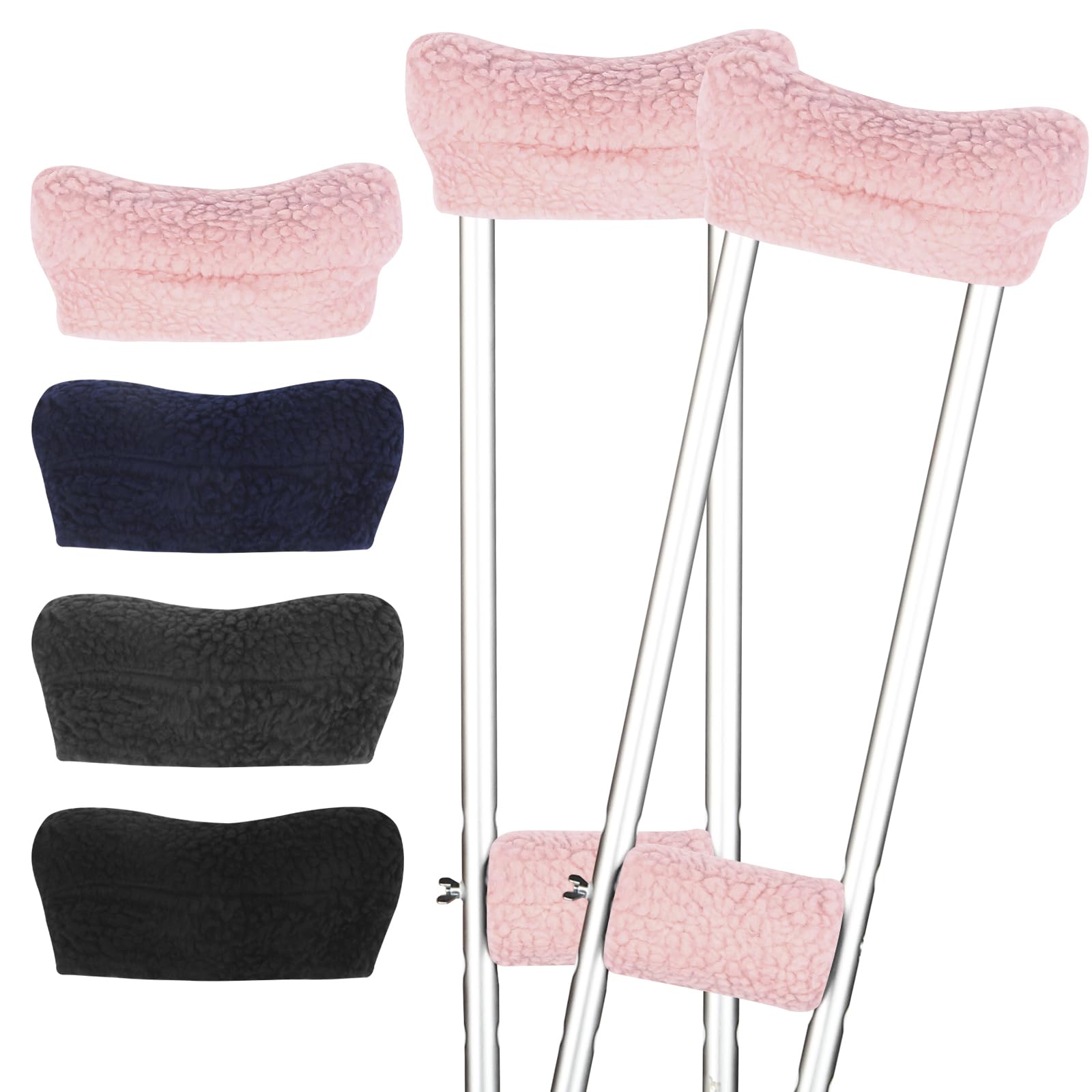 Crutch Pads and Crutch Hand Grips for Adults Kids Antiskid Underarm Padding Soft Foam Crutch Pad Set Accessories 4 PCS (Pink)