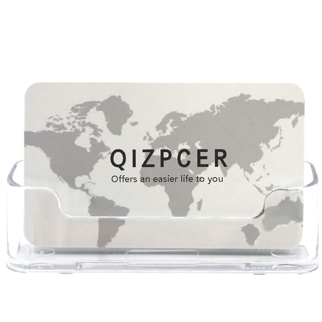 8 Pack Plastic Business Card Holder - Clear Business Card Case for Desk - Office Acrylic Business Card Stand Display