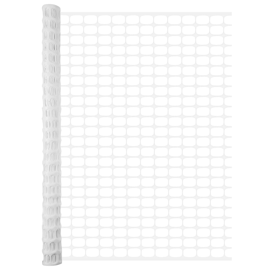 BOEN 4' x 50' White Temporary Fencing, Mesh Snow Fence, Plastic, Safety Garden Netting, above Ground Barrier, for Deer, Kids, Swimming Pool, Silt, Lawn, Rabbits, Poultry, Dogs