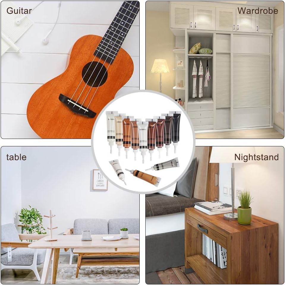 SEISSO Furniture Repair Kit, Wood Floor Repair Kit, Furniture Scratch Repair Wood Fillers, 12 Colors Touch Up for Wood Scratches, Stains, Floors, Laminate, Cabinet, Cherry, Tables, Carpenters