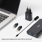 Smart USB Thread Charger Cable with LED Conversion Indicator Light, 3-Piece Set Smart Overcharge Protection USB Adapter and Wireless Home Soldering Iron Charging (Black)