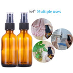 LUFEVRM 60ml Amber Glass Spray Bottles,Empty Small Refillable Reusable Travel Fine Mist Spray Bottles for Hair,Cleaning,Aromatherapy and Essential Oil with Extra Mist Sprayer(2 Pack)