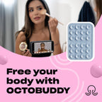 OCTOBUDDY - Silicone Suction Phone Case Adhesive Mount - Hands-Free, Strong Grip Holder for Selfies & Videos - Durable, Easy to Use - iPhone & Android Compatible - 2.25″ x 3.25″, Baby Blue