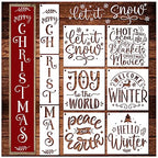 Christmas Stencils for Painting on Wood Crafts Large Holiday Winter Xmas Merry Christmas Stencil Reusable for Adult Ornament Paint Card Wall Porch Sign Glass Fabric Door (9 Christmas Sign)